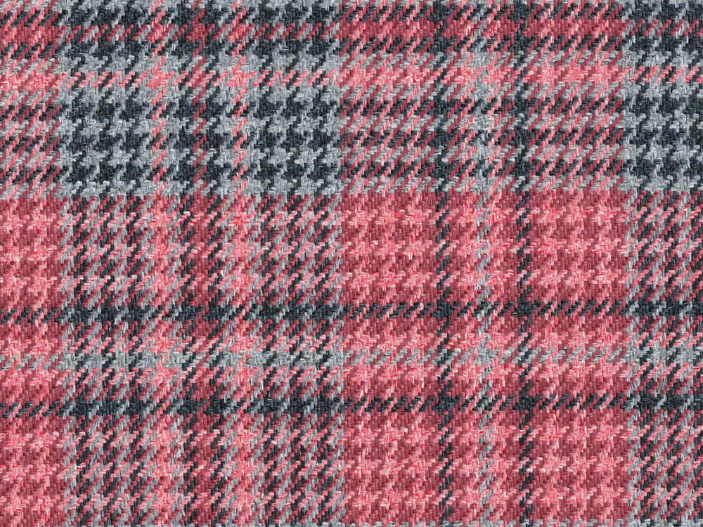 Cerise Pink and Charcoal Machine Washable Tartan Severe Use Upholstery Fabric Arpeggio 4222 Modelli Fabrics
