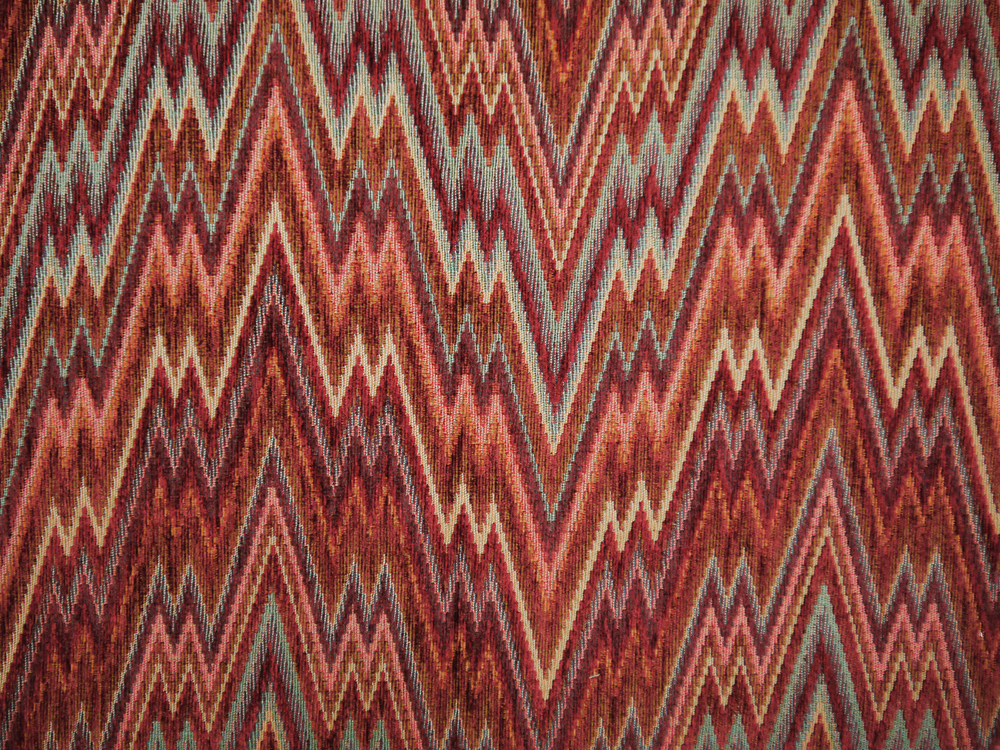 Ruby Red Colour Flamestitch Design Traditional Heavyweight Chenille Sofa Chair Upholstery Fabric Castello 3108 Modelli Fabrics