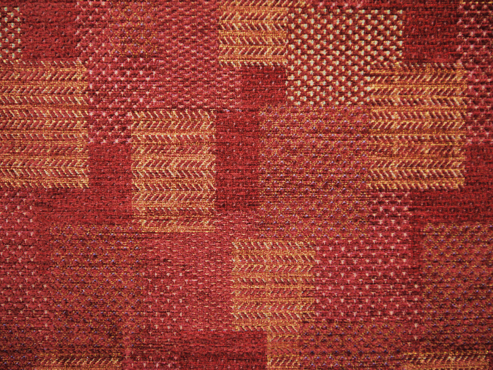 Ruby Red Gold Sage Colour Patchwork Design Traditional Heavyweight Chenille Sofa Chair Upholstery Fabric Castello 3116 Modelli Fabrics